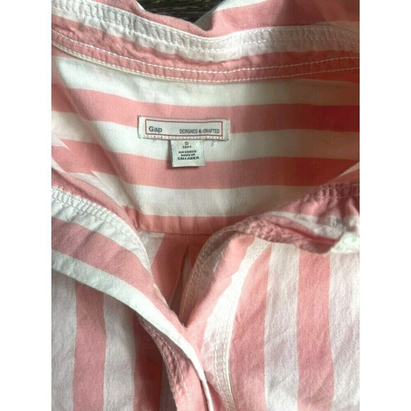Gap Designed Crafted Pink Striped Popover Blouse Small - Picture 5 of 8